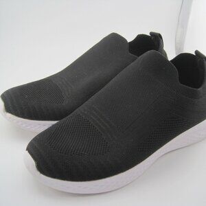 CUSHIONAIRE Women's Dorsey Stretch Knit Slip on Sneaker Memory Foam Black Size 8